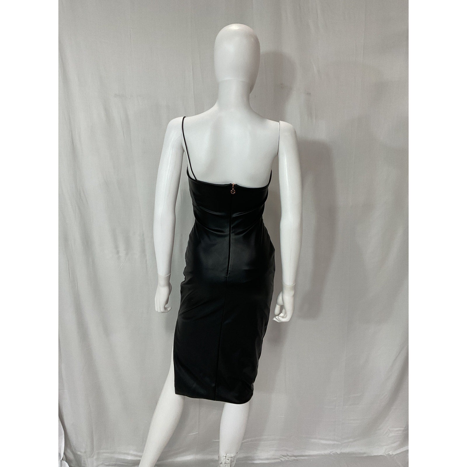 Nookie 'Rhea' Black Faux Leather Midi Dress Size M