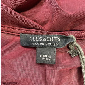 Allsaints Sleek Winter Orchid Red Katlyn Maxi Dress Size 4