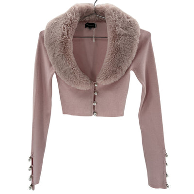 Majorelle Faux Fur Pink Laurel Cardigan Size XS
