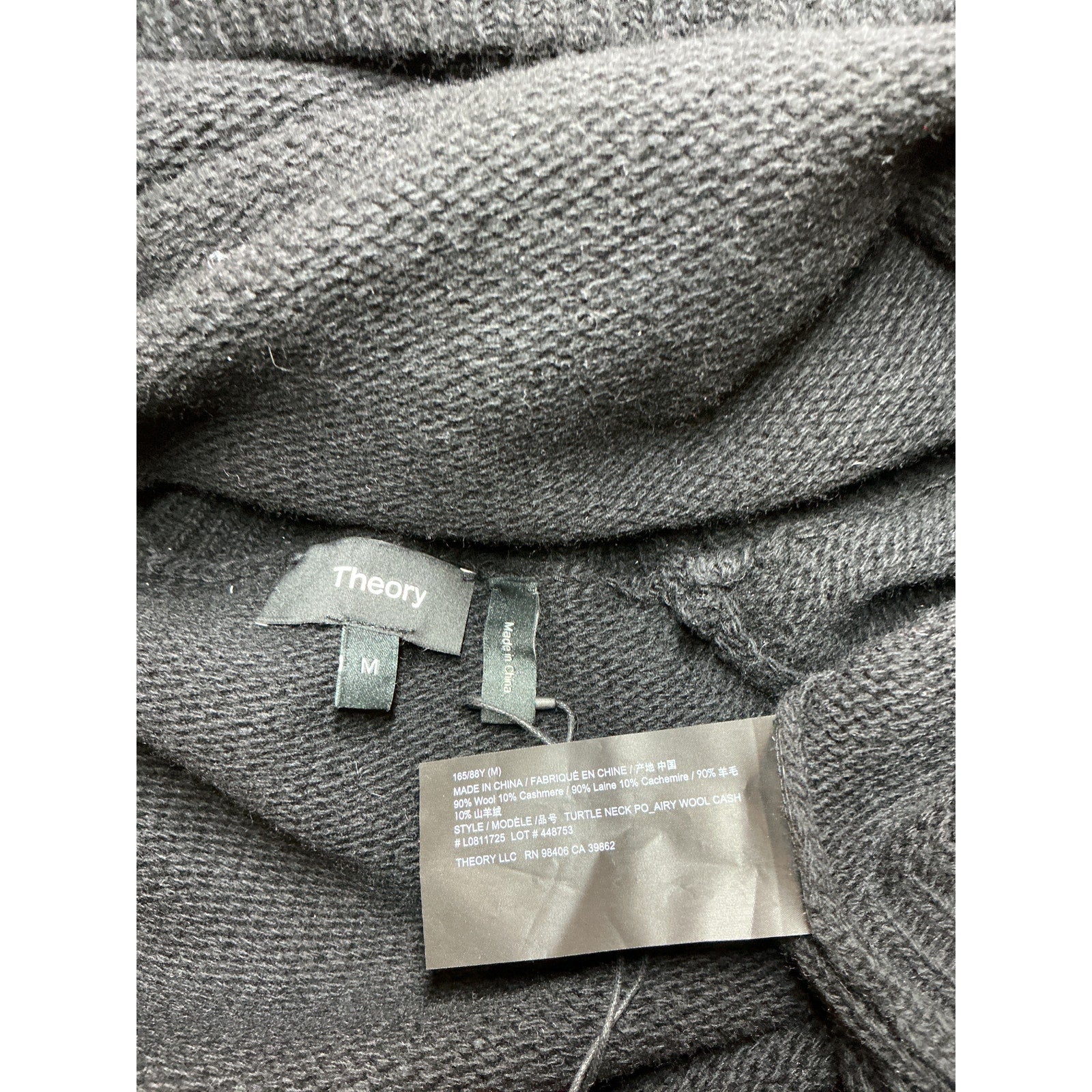 Theory Turtleneck 'Po' Black Sweater Size M