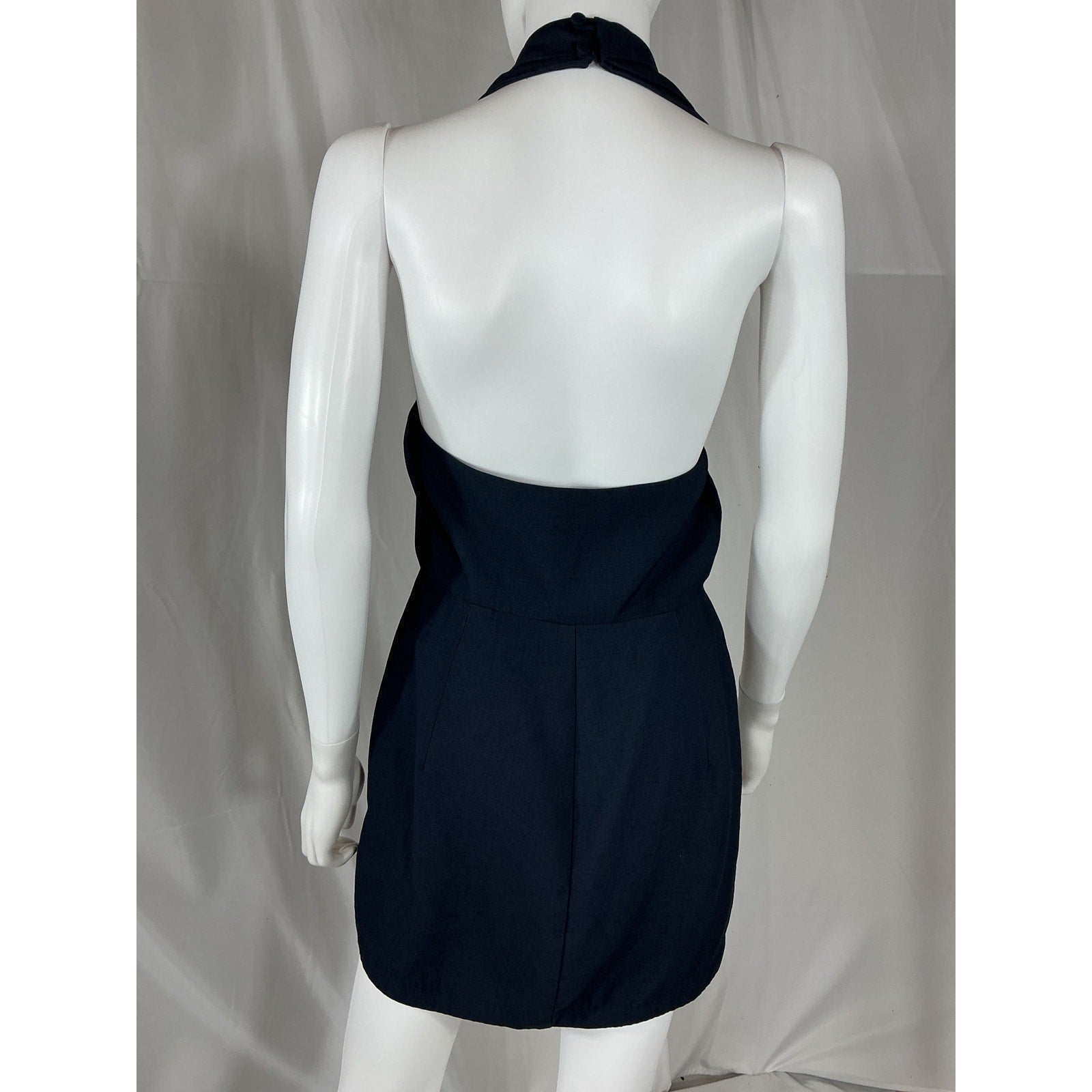 The Sei Cross Navy Viscose Front Halter Mini Dress Size 6