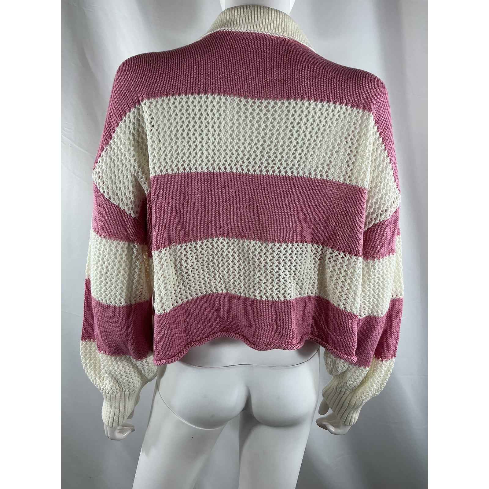 Lspace X Anthropologie Cropped Pink Cotton Rugby Sweater Size S - NWT