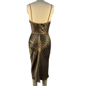 Burberry Monogrammed Gold Andi Slip Dress Size 2