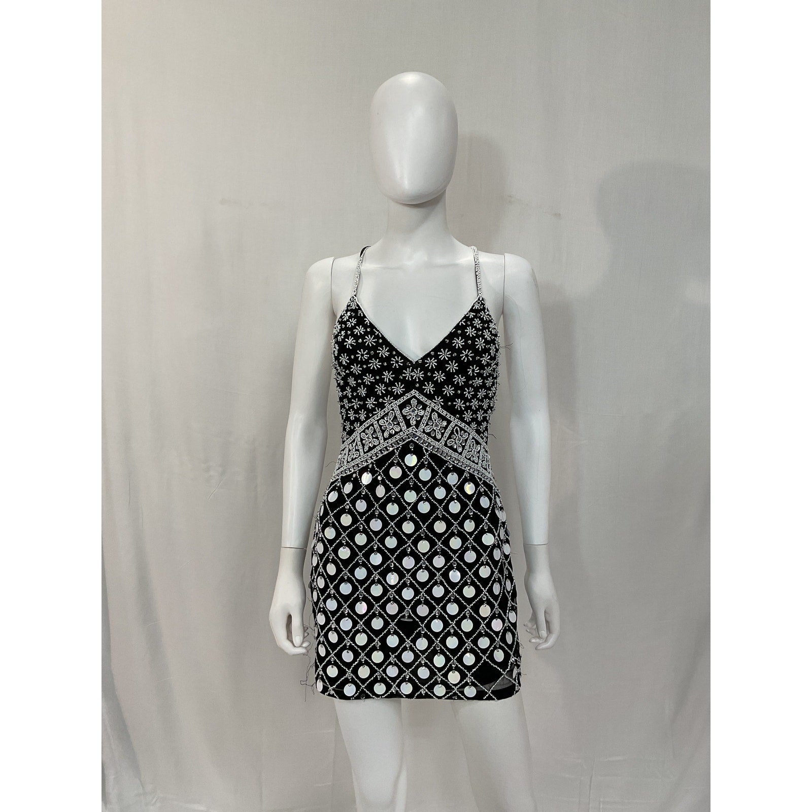 Majorelle 'Cirie' Black Sequin Bead Embellished Mini Dress Size XS