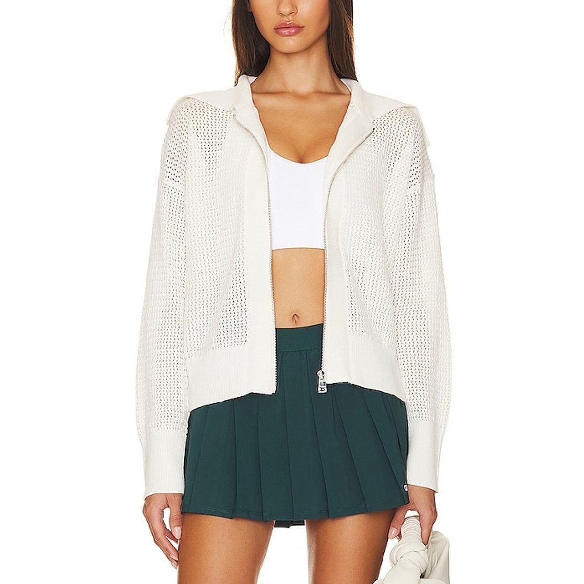 Varley 'Fairfield' White Cotton Knit Jacket Size XS