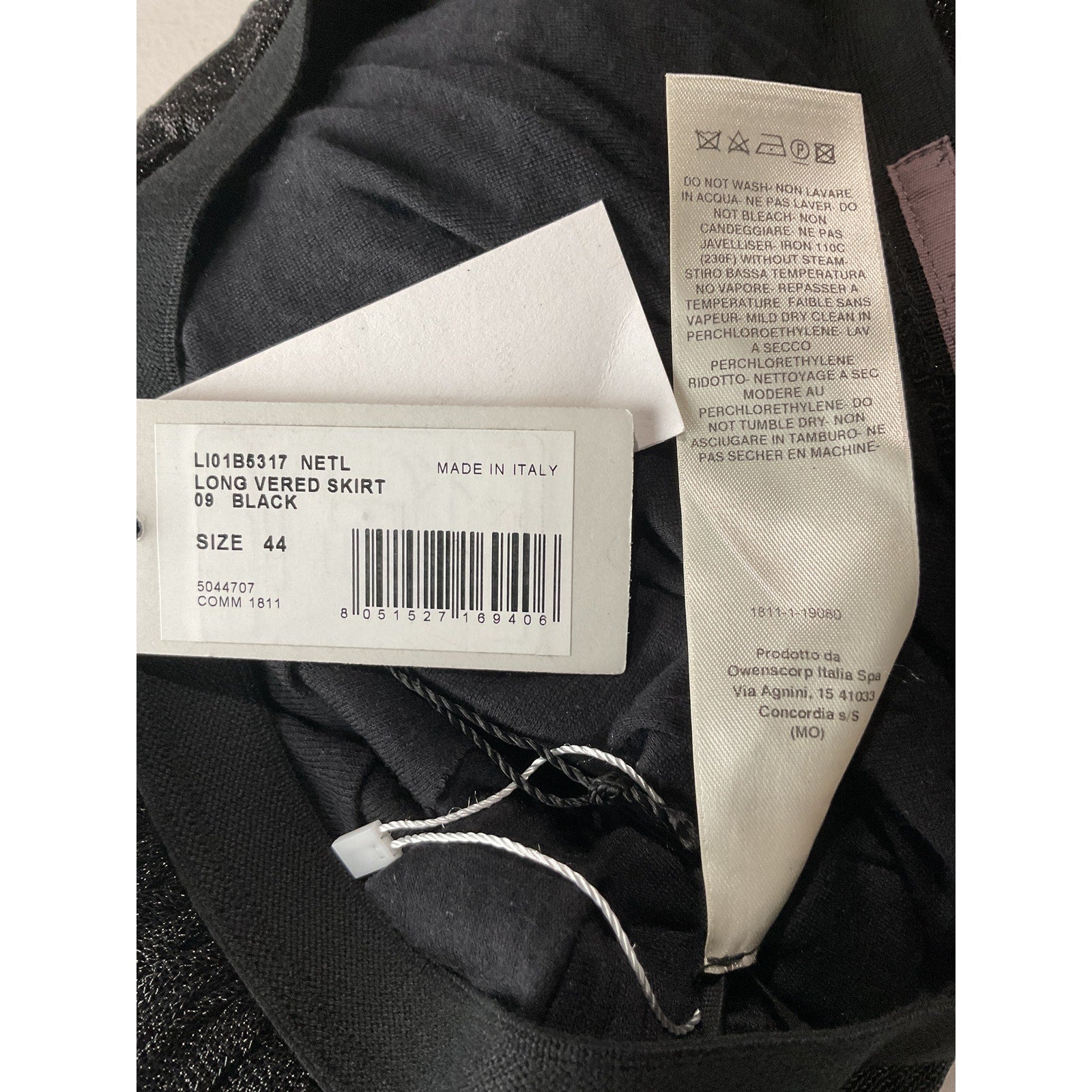 Rick Owens Long 'Vered' Black Viscose Skirt Size 44 - NWT