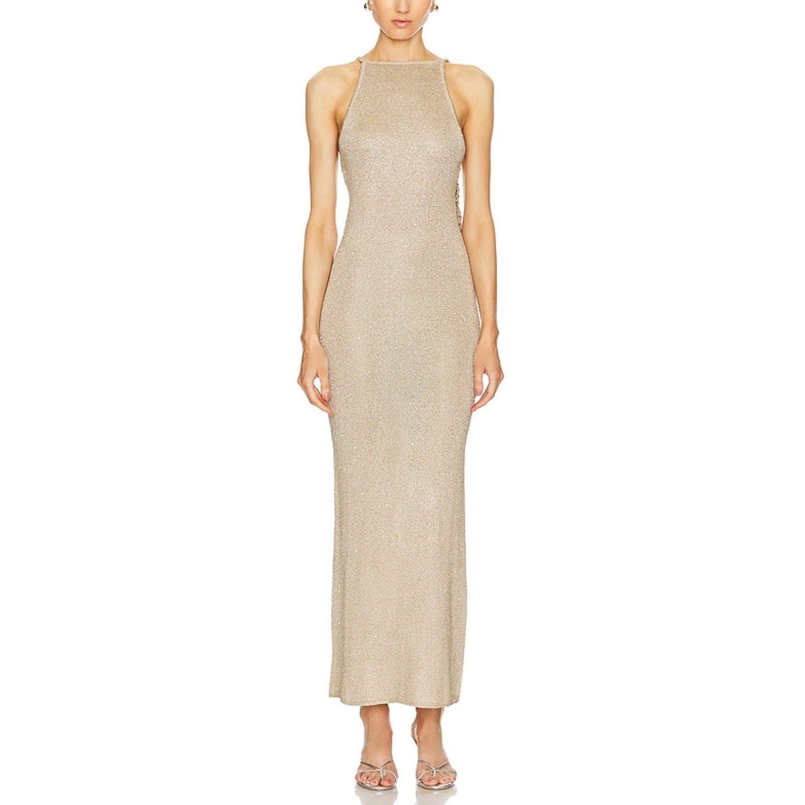 Lpa 'Josi' Beige Rose Embellished Maxi Dress Size S