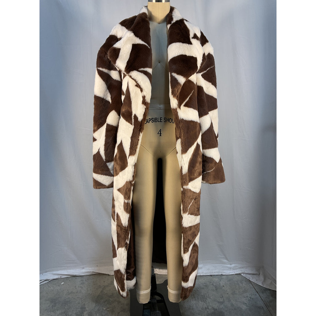 Ronny Kobo 'Ilia' Brown Faux Fur Coat Size S - NWT