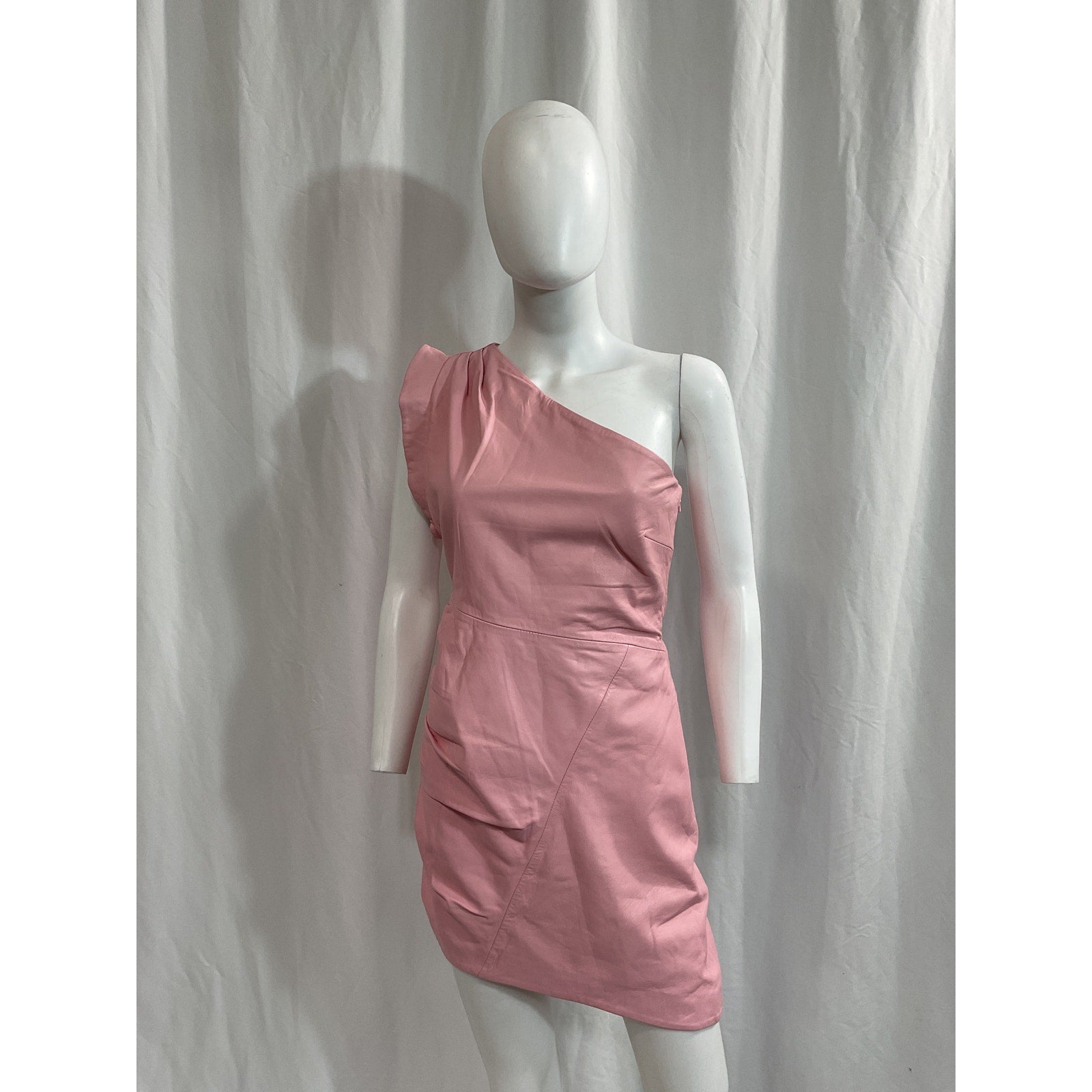 Lamarque x Revolve 'Corey' Pink Leather Mini Dress Size S - NWT