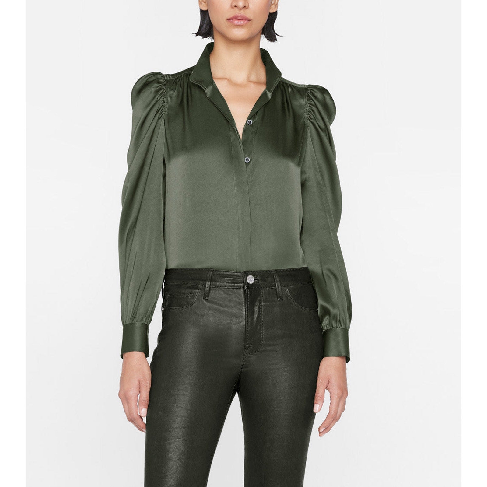 Frame 'Gillian' Green Long Sleeve Top Size XS