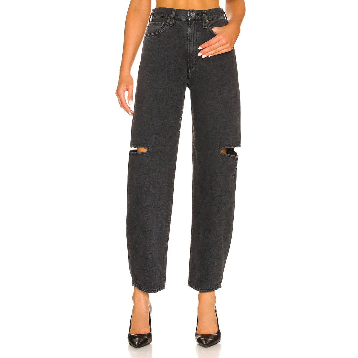 Agolde Distressed Black Sanna Denim Jeans Size 27