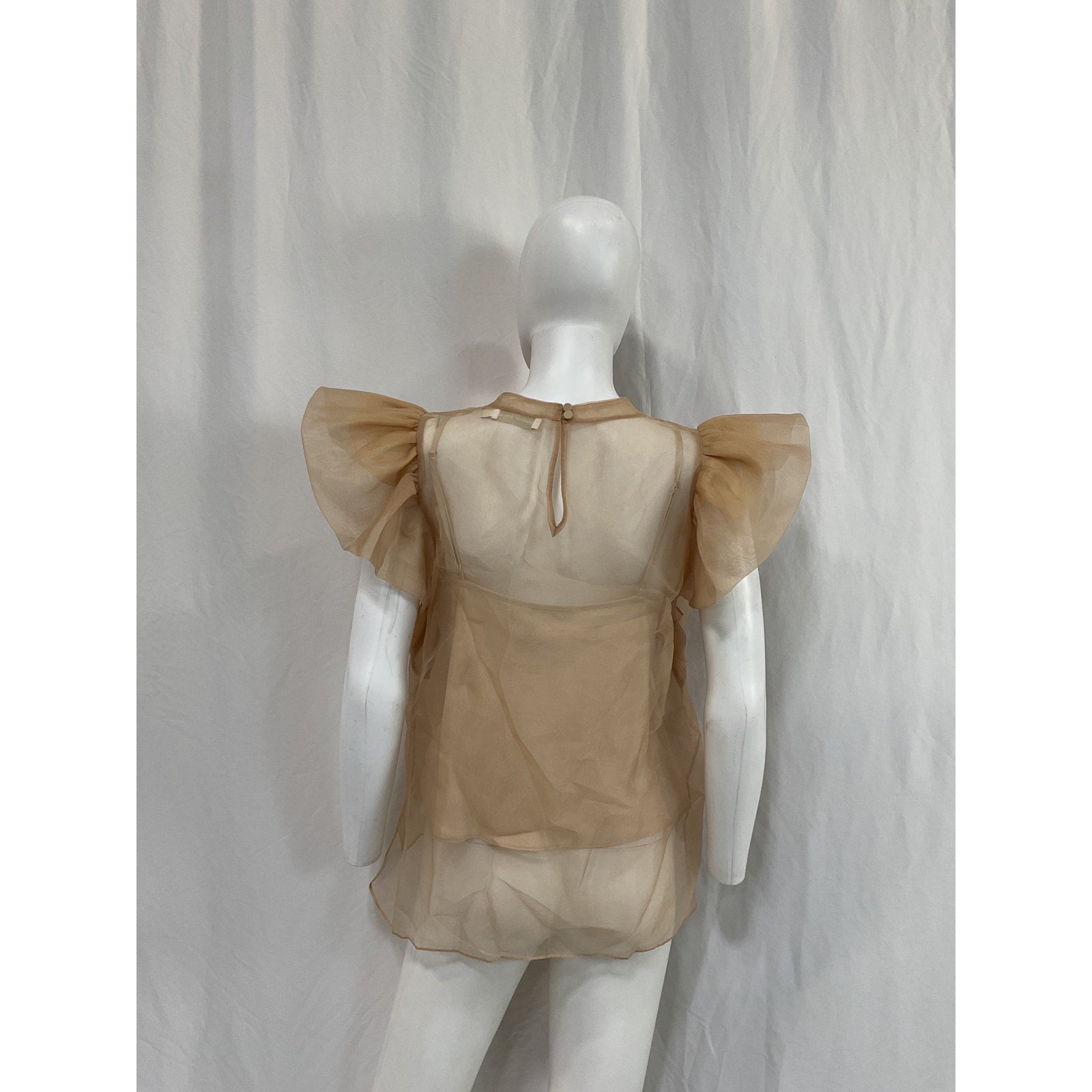 Jonathan Simkhai Corina 'Organza' Beige Polyester Top Size M