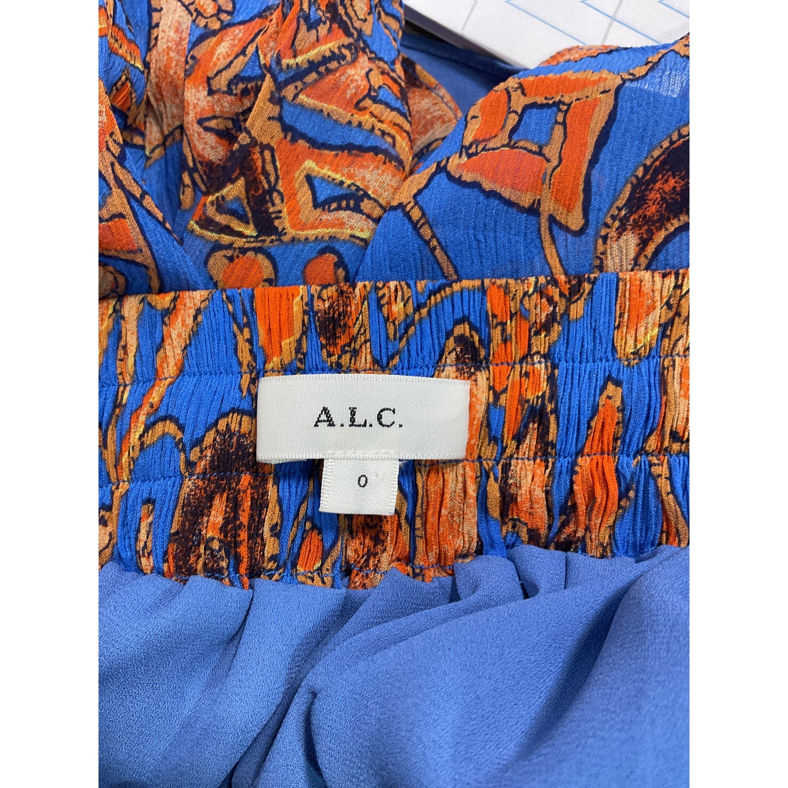 A.L.C. 'Lola' Blue Abstract Print Pattern Silk Mini Skirt Size 0