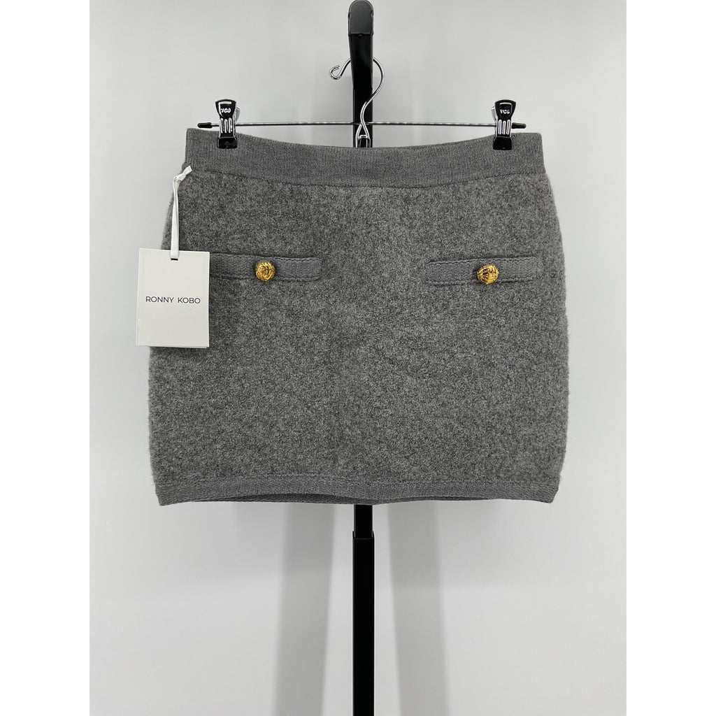 Ronny Kobo 'Dalya' Grey Viscose Knit Mini Skirt Size L - NWT