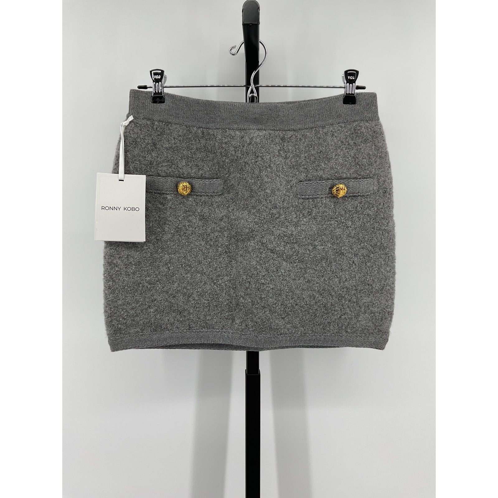 Ronny Kobo 'Dalya' Grey Viscose Knit Mini Skirt Size L - NWT