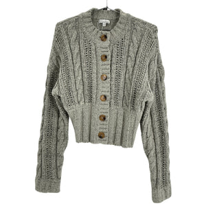 L'Academie Cropped Heather Grey Eleni Cardigan Size XS