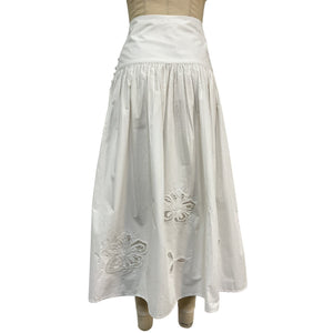 Sandro Embroidered White Poplin Maxi Skirt Size 38/US 6