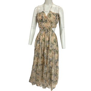 Astr The Label Romantic Blue And Peach Floral Odina Dress Size L NWT