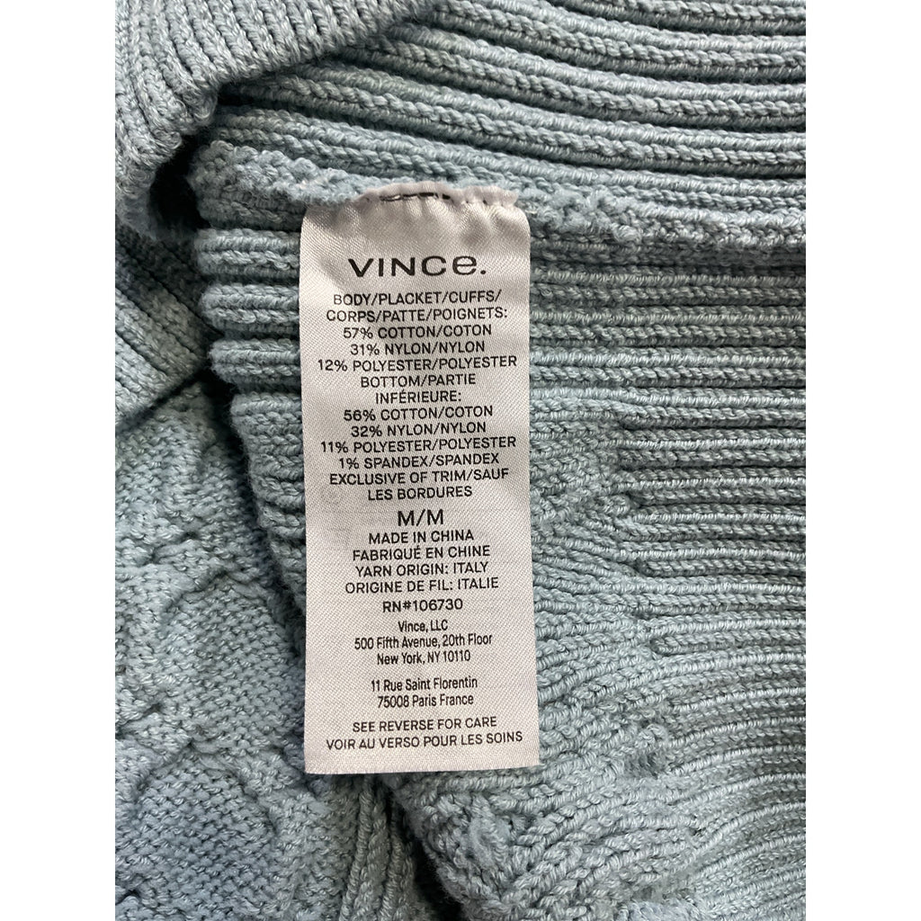 Vince 'Aran' Blue Cable Cardigan Size M