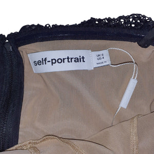 Self-Portrait Embellished Black Rhinestone Fishnet Top Size 4 US / UK 8