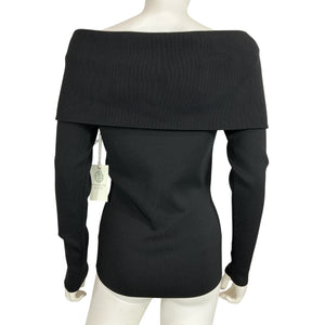 Tuckernuck Ribbed Black Adrianna Off-The-Shoulder Top Size M NWT