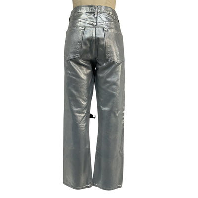 Agolde Metallic Silver 90s Pinch Straight-Leg Denim Jeans Size 31
