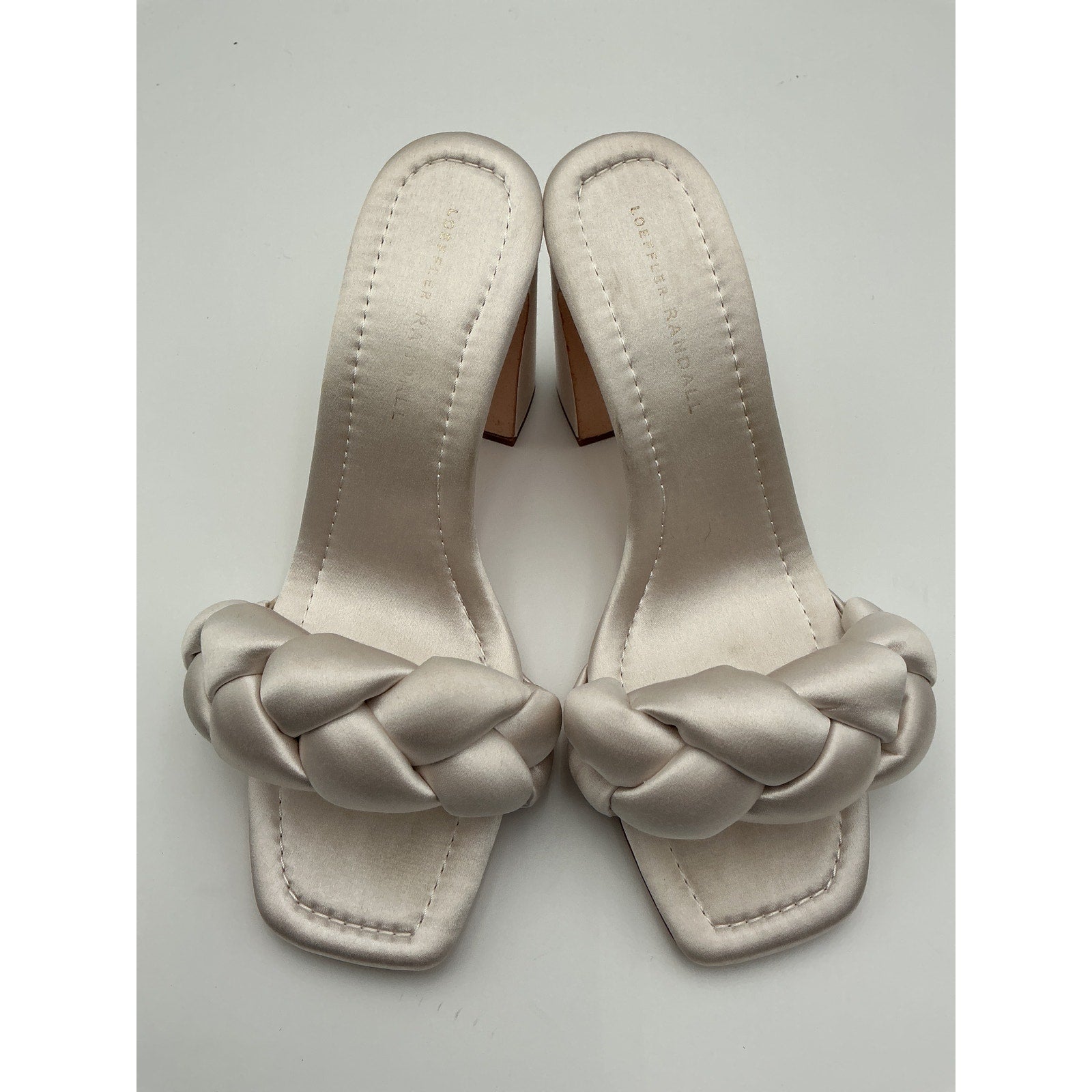 Loeffler Randall 'Freya' White Satin Mule Sandal Size 8.5