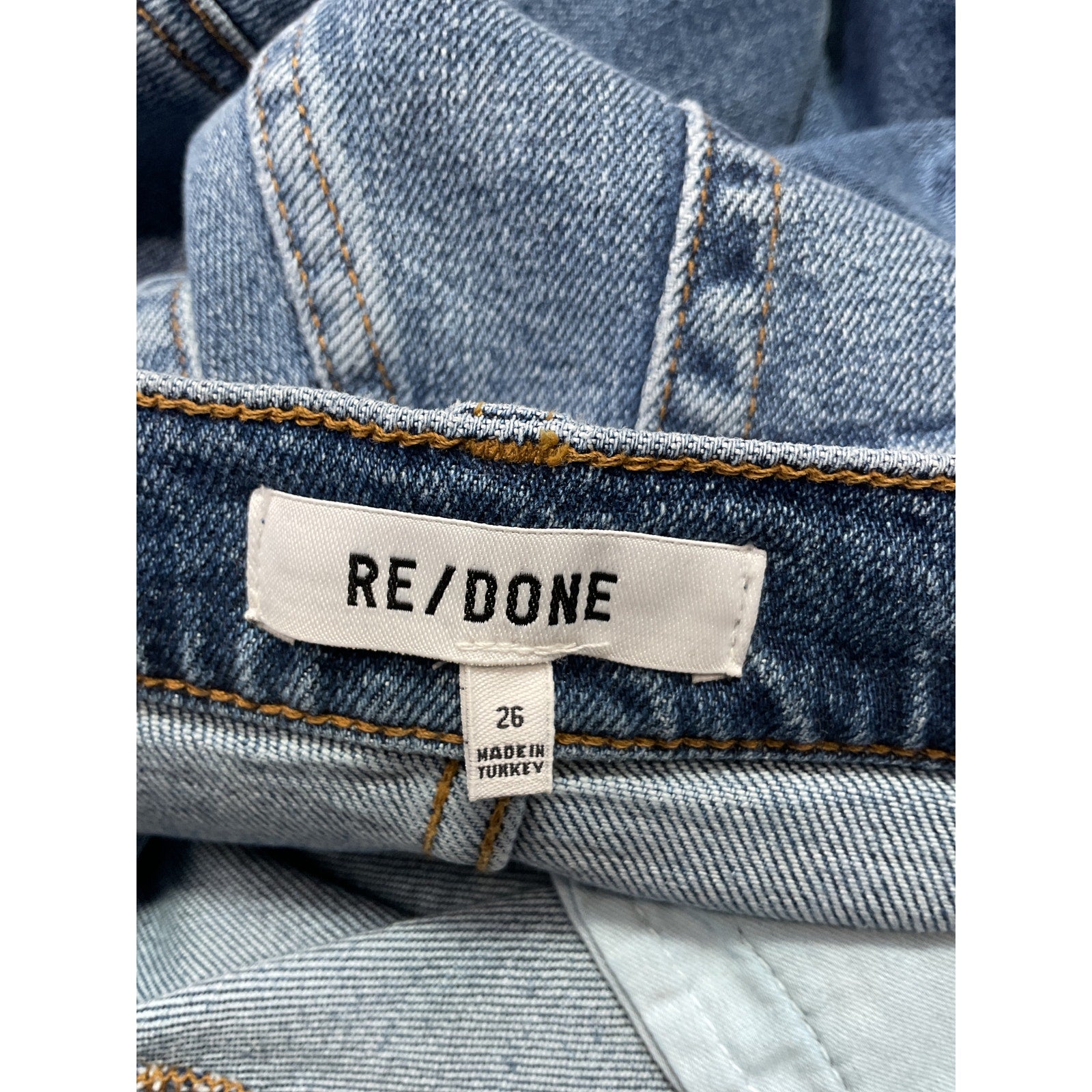 Re/Done High Rise Blue Cotton Ankle Wide Leg Denim Jean Size 26