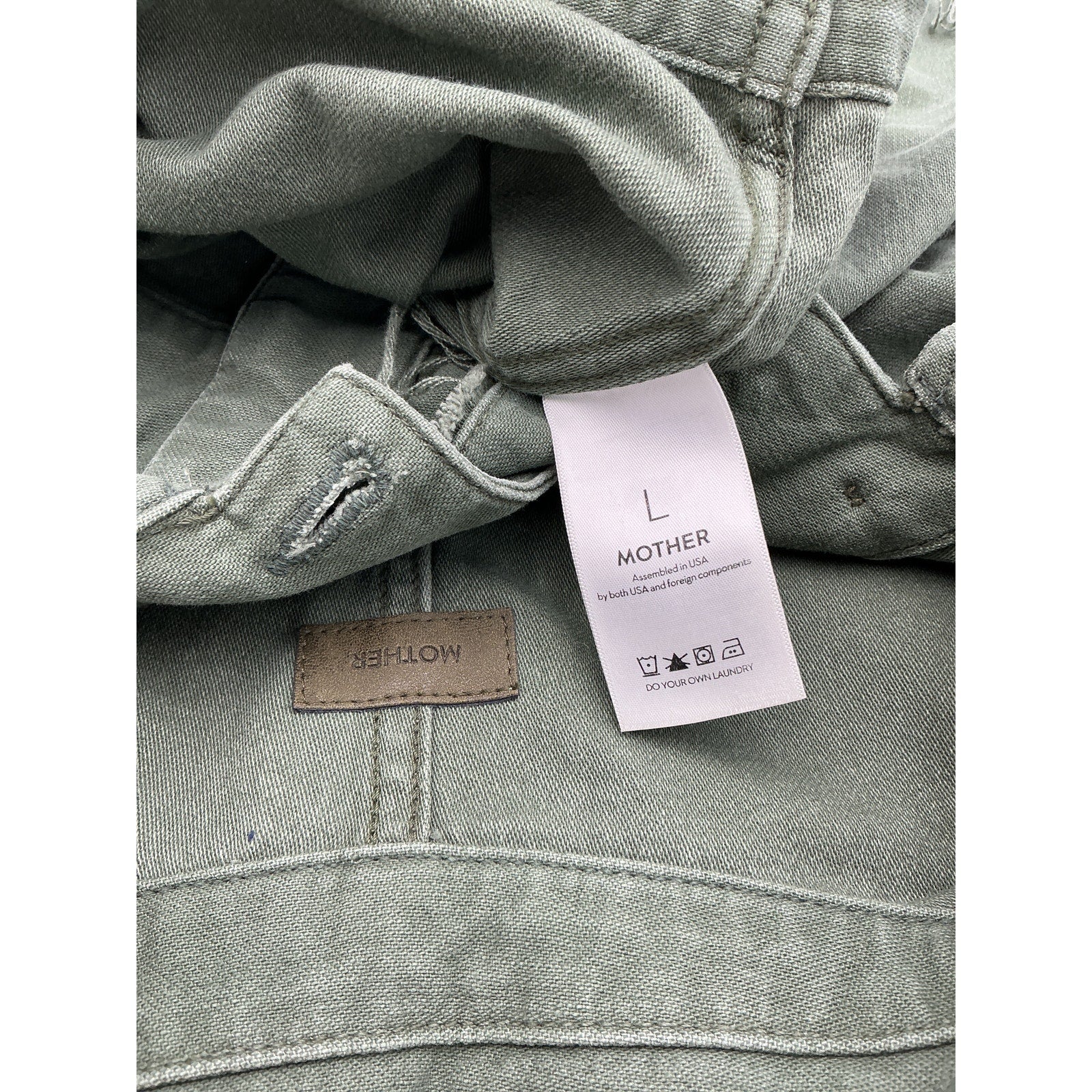 Mother The Cropped Green Cotton Veteran Cotton Graphic Jacket Size L