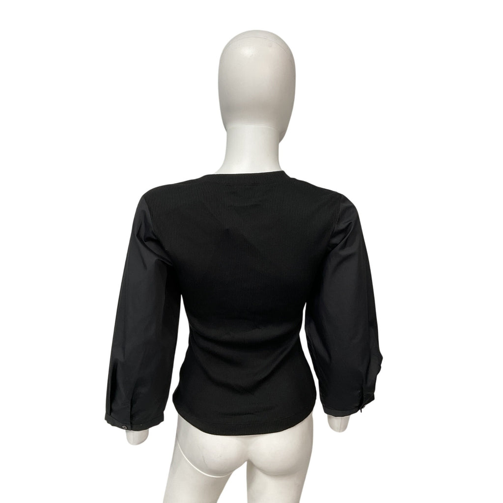 Derek Lam 10 Crosby 'Arnaldo' Black Cotton Mixed Media Tee Size M
