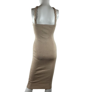 Le Superbe Ribbed Beige Eve Midi Dress Size XS