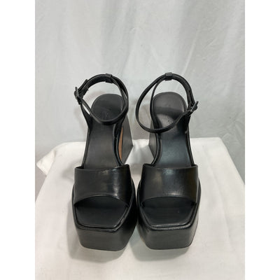 Saks Fifth Avenue 'Skyhigh' Black Platform Leather Sandals Size 7