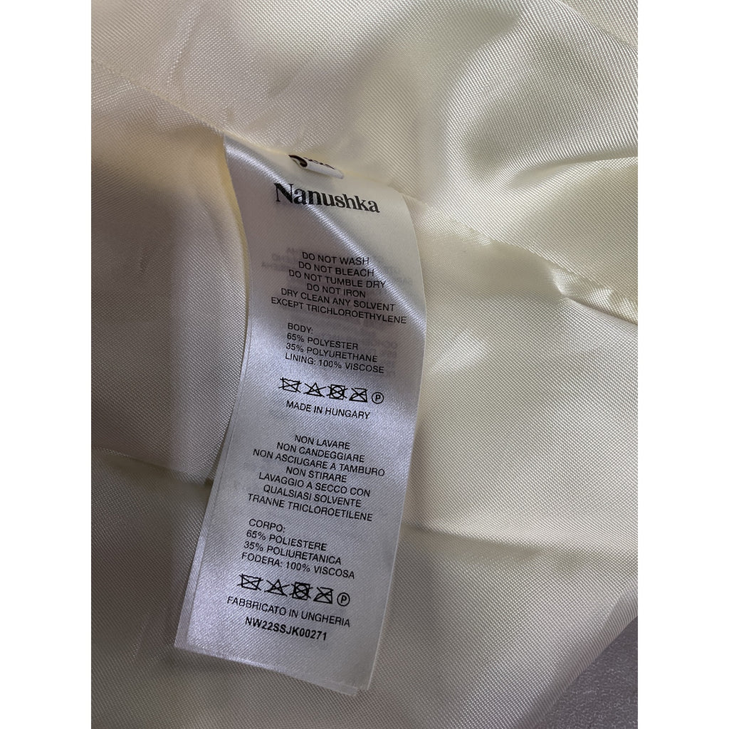 Nanushka 'Mariko' Cream Polyester Belted Vegan Leather Blazer Size XS