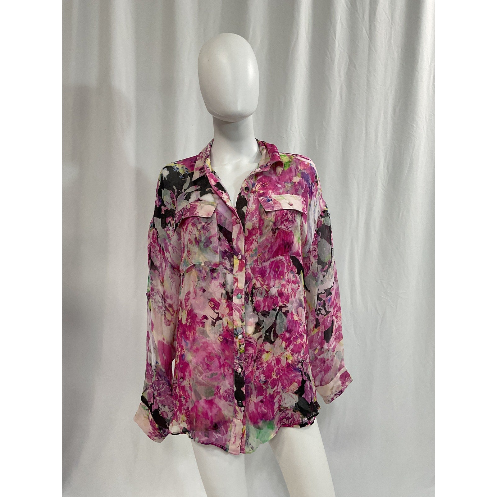 Rococo Sand 'Tessa' Pink Chiffon Blouse Size M