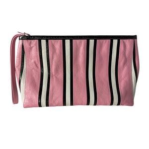 Balenciaga Striped Pink Barbes Pouch NWT