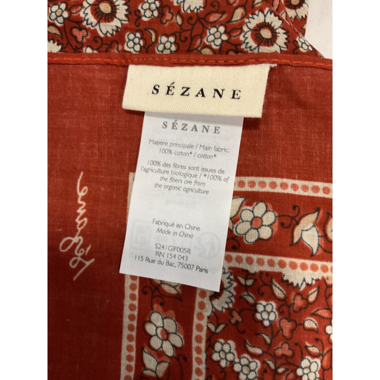 S�zane Floral Red Foulard top Size OS