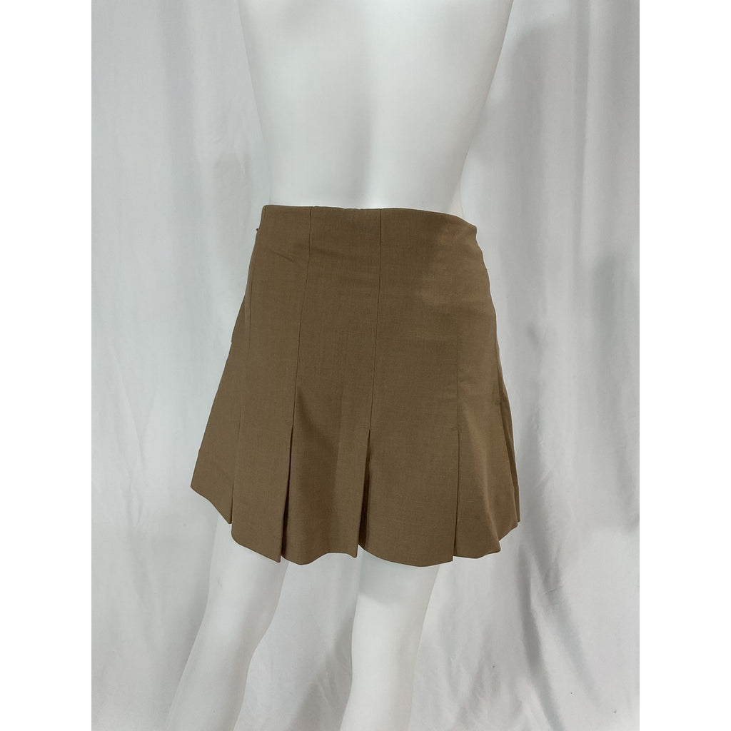 Ganni 'Drapey Melange' Brown Logo Mini Skirt Size 38