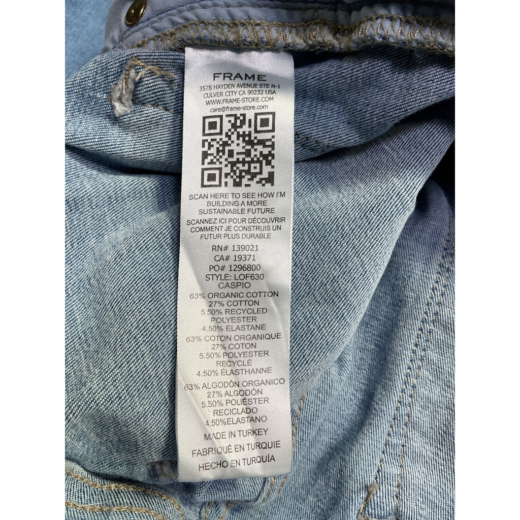 Frame Le One Flare Blue Cotton High-Rise Organic Jeans Size 2