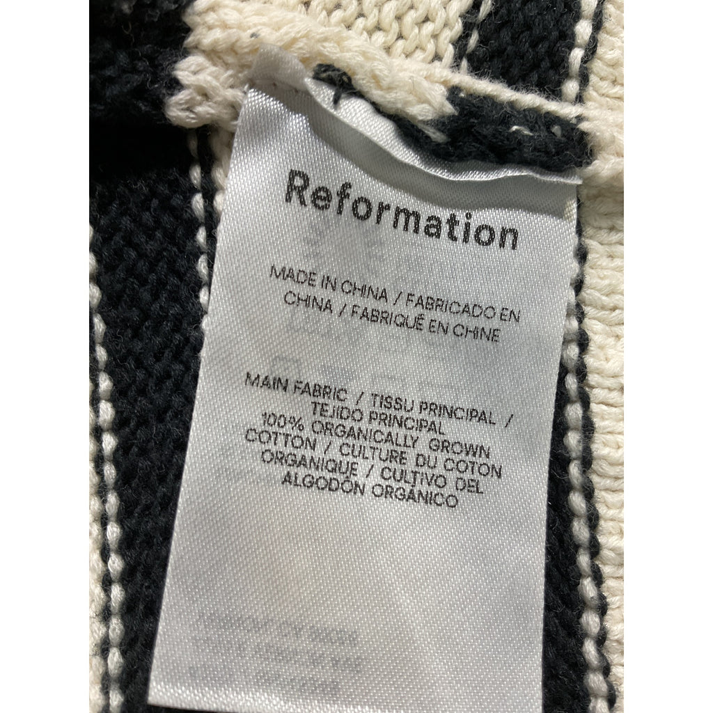 Reformation 'Francesco' White Long Sleeve Cotton Polo Sweater Size L