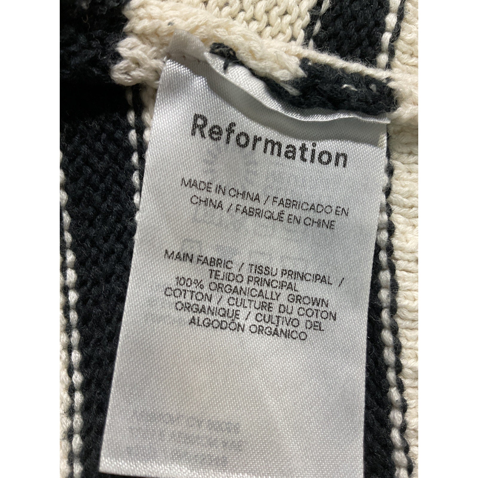 Reformation 'Francesco' White Long Sleeve Cotton Polo Sweater Size L