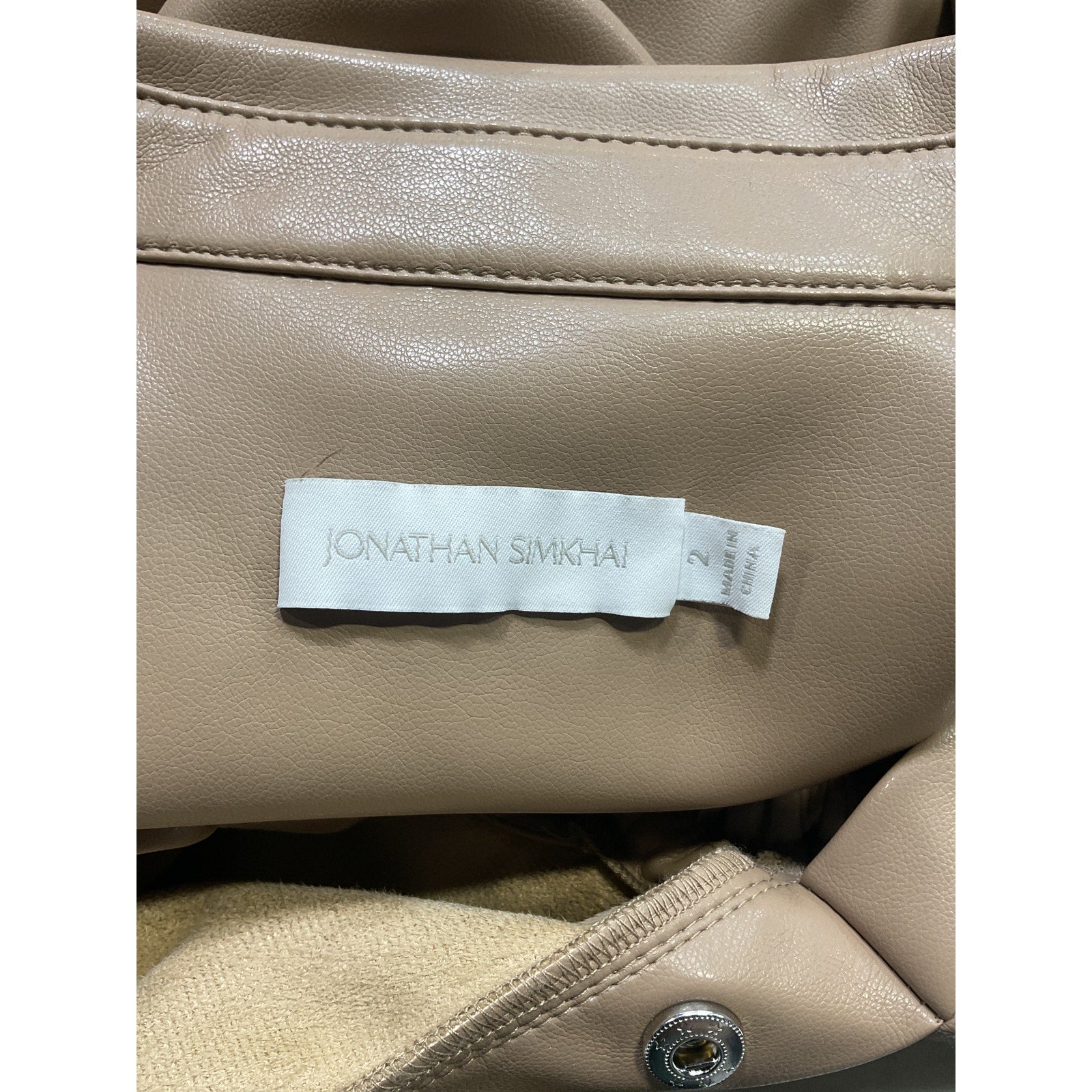 Simkhai 'Cindy' Tan Vegan Leather Pleated Mini Dress Size 2
