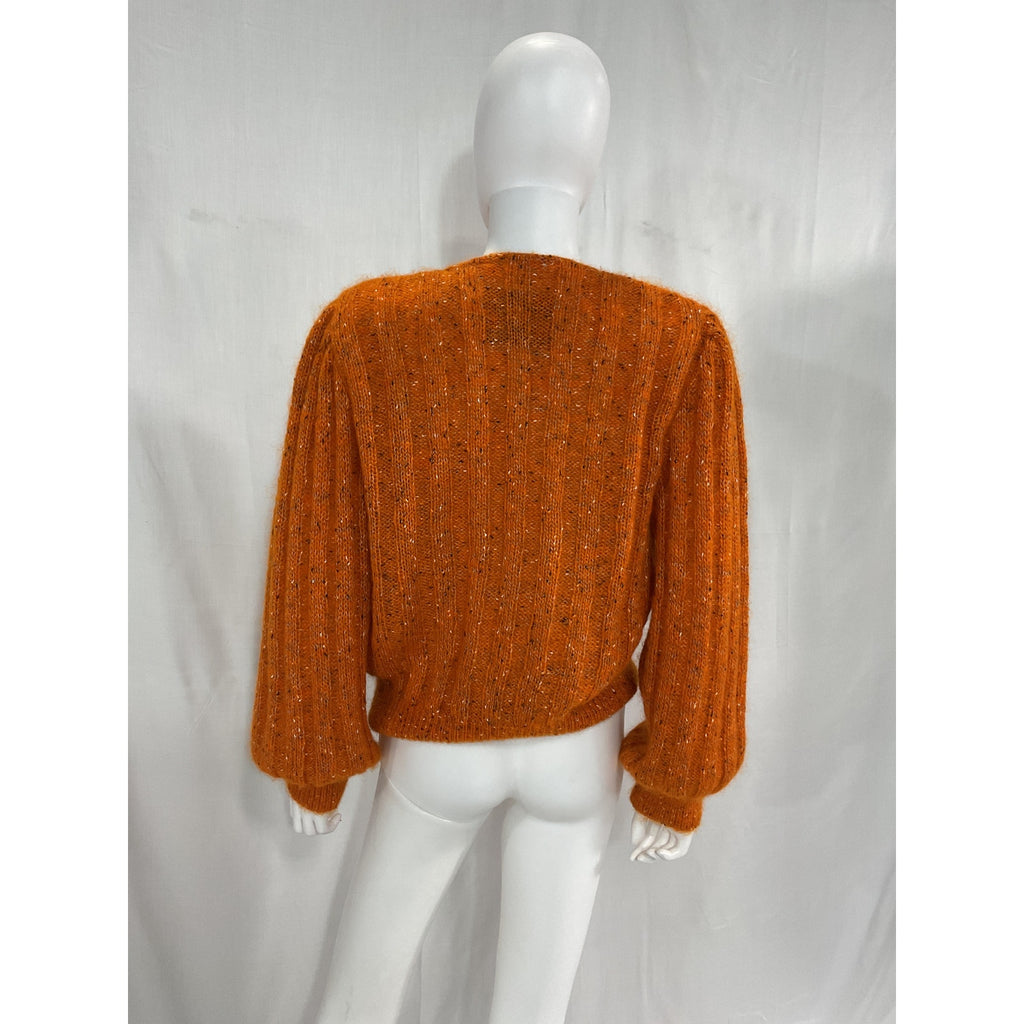Andersson Bell 'Connelly' Orange Ribbed Mohair Lurex Blend Cardigan Size S