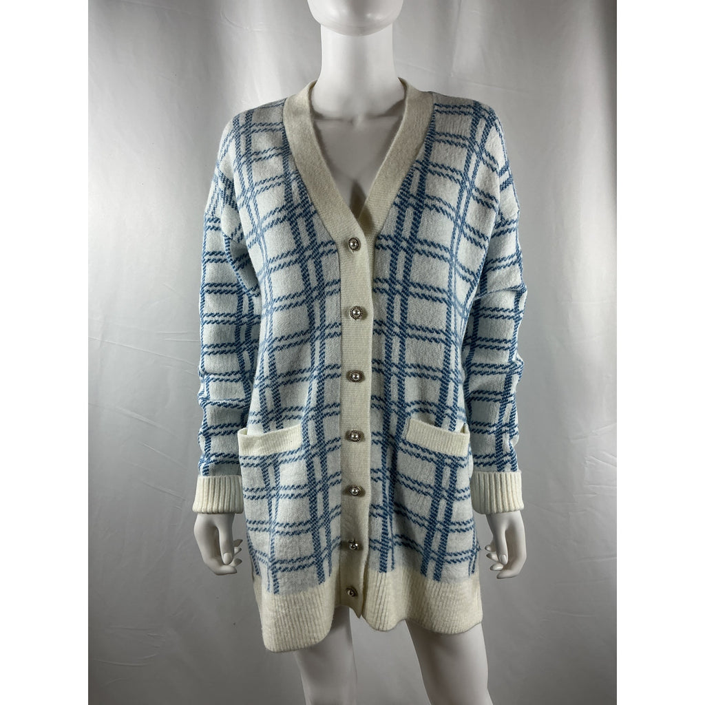 Majorelle Steph Boyfriend White Acrylic Cardigan Dress Size S