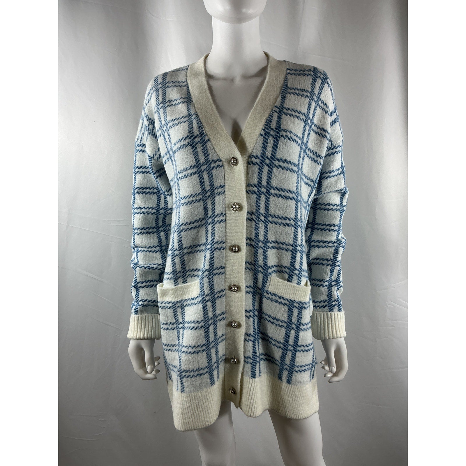 Majorelle Steph Boyfriend White Acrylic Cardigan Dress Size S