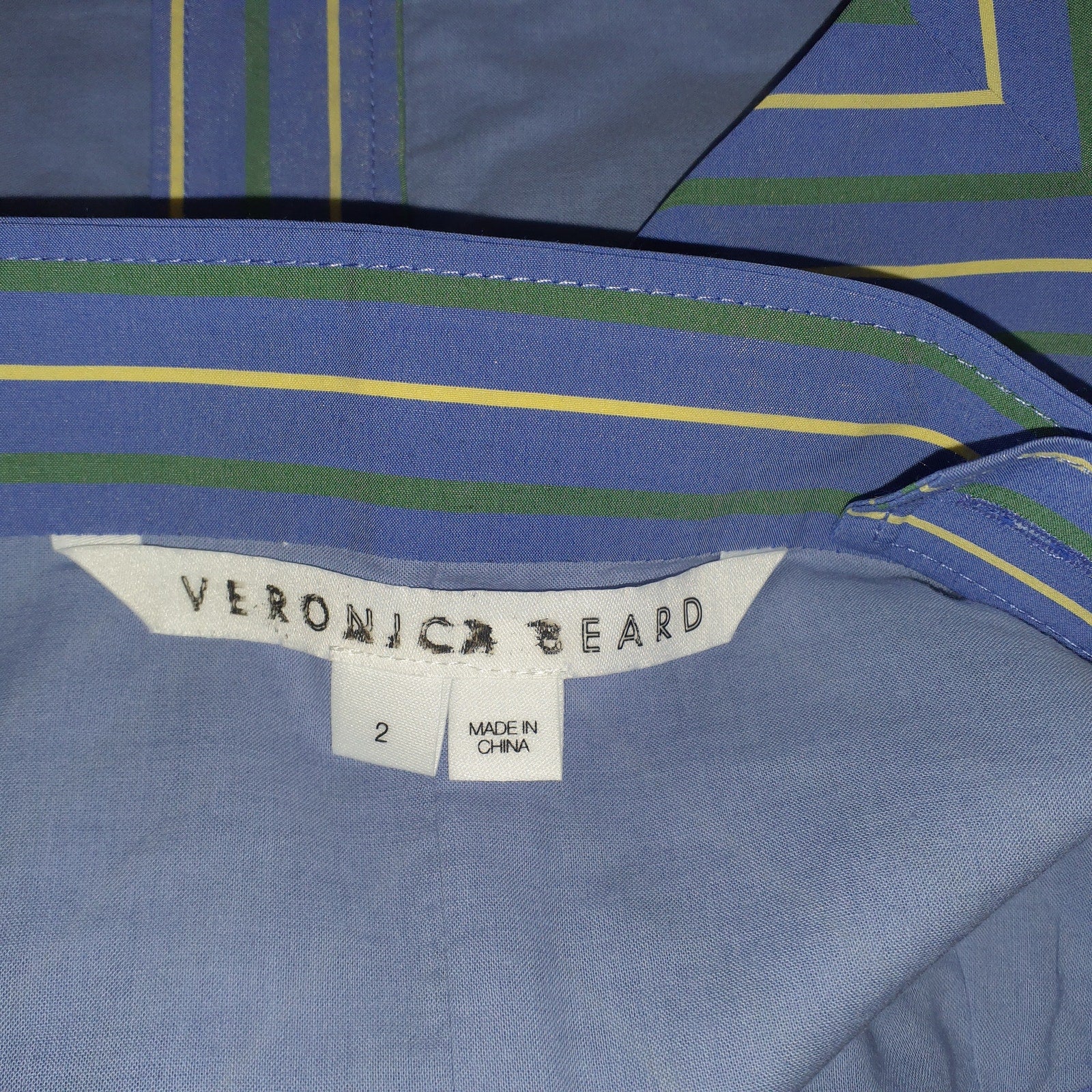 Veronica Beard 'Milton' Blue Striped Crop Top Size 2