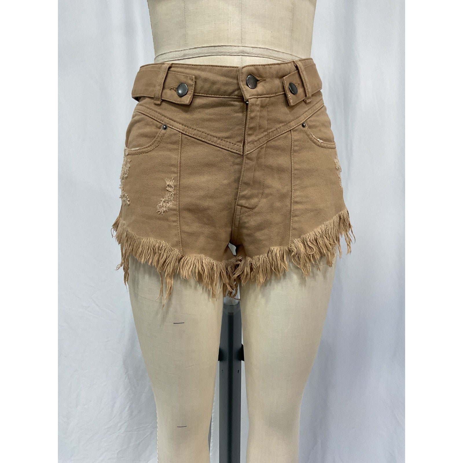 Retrofete x Revolve 'Tessa' Tan Cotton Shorts Size 25