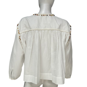 Neiman Marcus Beaded White Jodie Blouse Size M