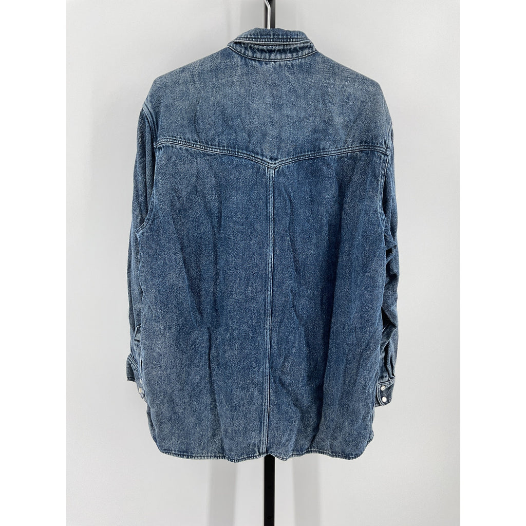 Isabel Marant �toile 'Taniami' Blue Cotton Oversized Denim Shirt Size 40