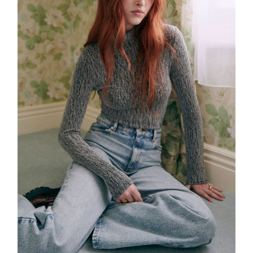 S�zane 'Nemy Jumper' Silver Grey Long Sleeve Mockneck Sweater Size S