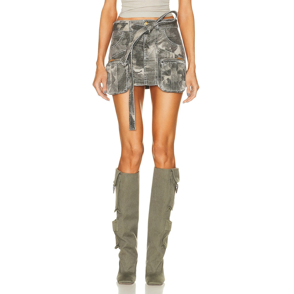 Blumarine Pleated Grey Cotton Mini Skirt Size 0